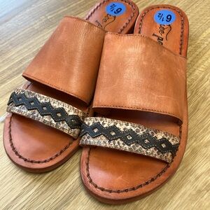 Free People Leather Slides - Sz 6.5/37 - NWT